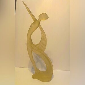 Vintage MCM Art Deco/Art Nouveau Frosted Lucite Nude Women with Drape Sculpture